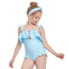 Swimsuit Exclusive for Cross-Border New One-Piece Girl's  Children Ruffle Swimwear