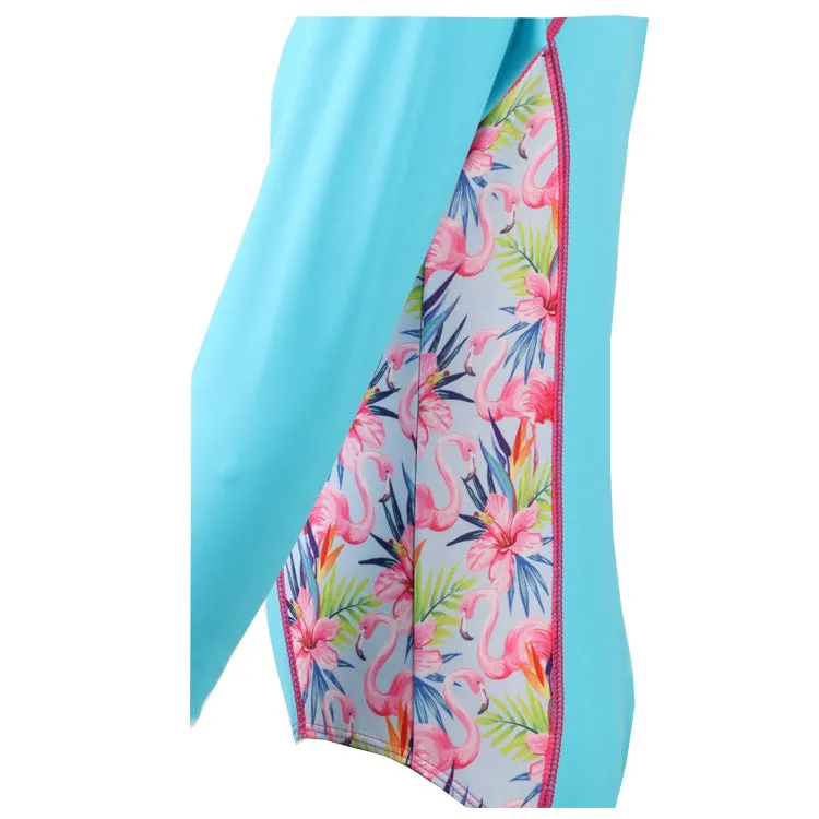 Swimsuit Girl's  Summer  European One Piece  Blue Long Sleeved Swimwear