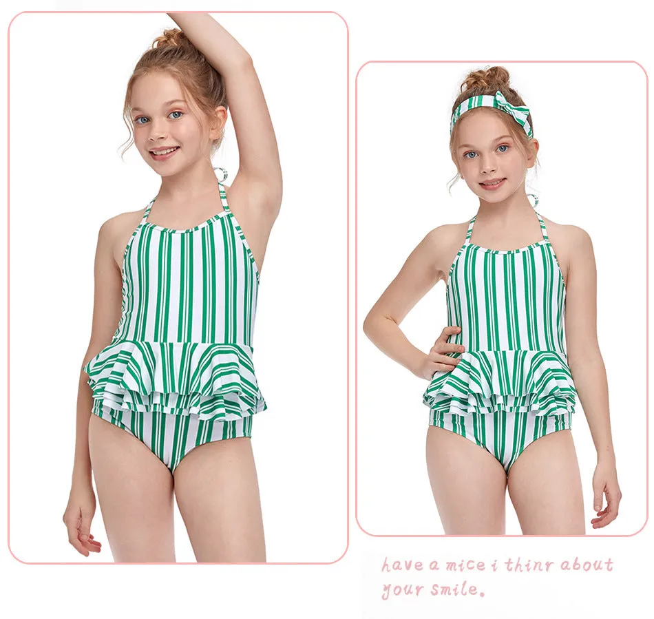 Swimsuit new girls' jumpsuits lotus leaf side children's swimwear