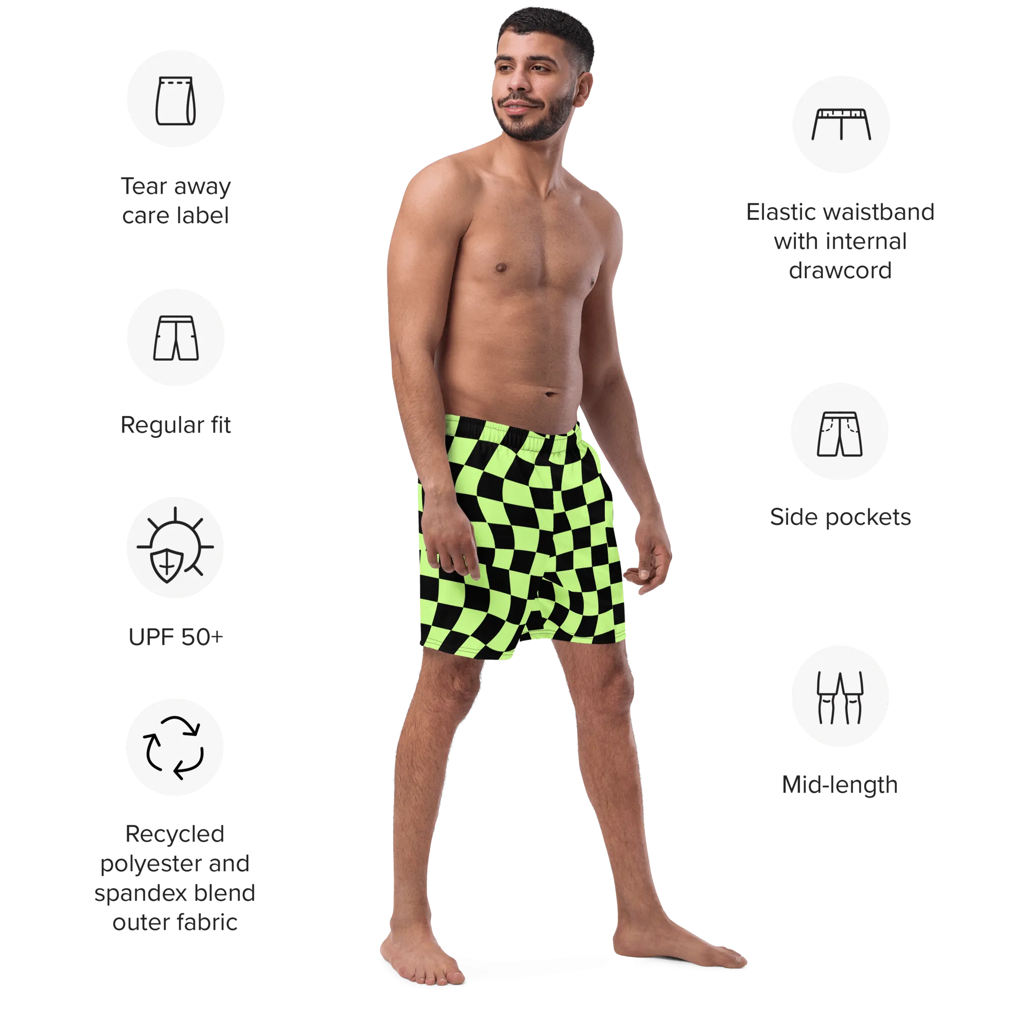 Toxic Tiles Men's Lined Swim Trunks