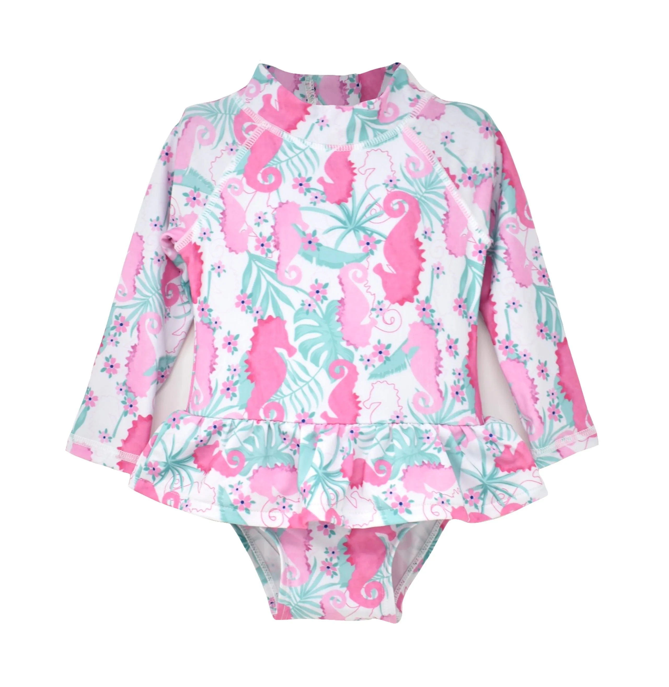 UPF 50  Alissa Infant Ruffle Rash Guard Swimsuit -D
