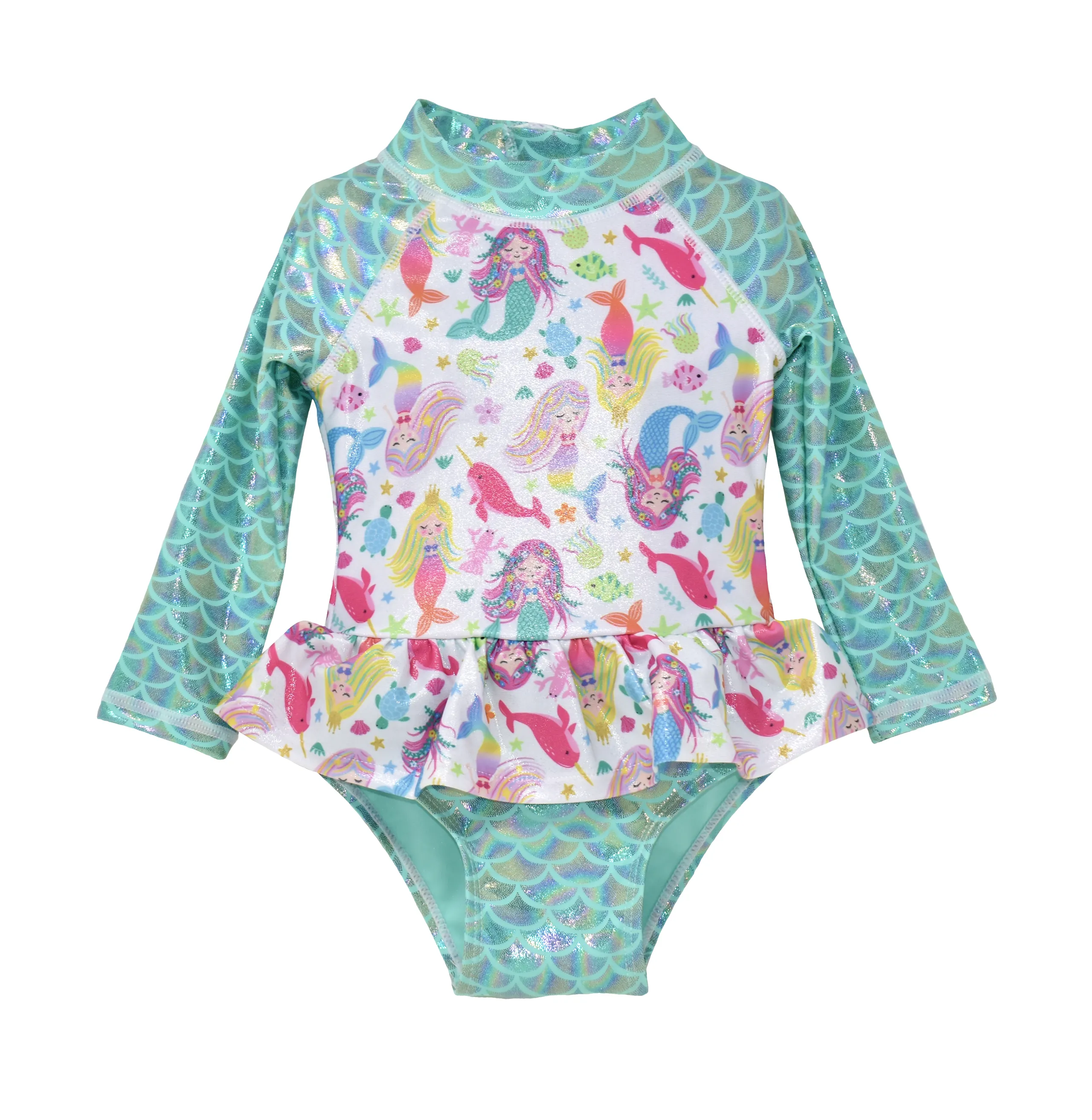 UPF 50  Alissa Infant Ruffle Rash Guard Swimsuit - F