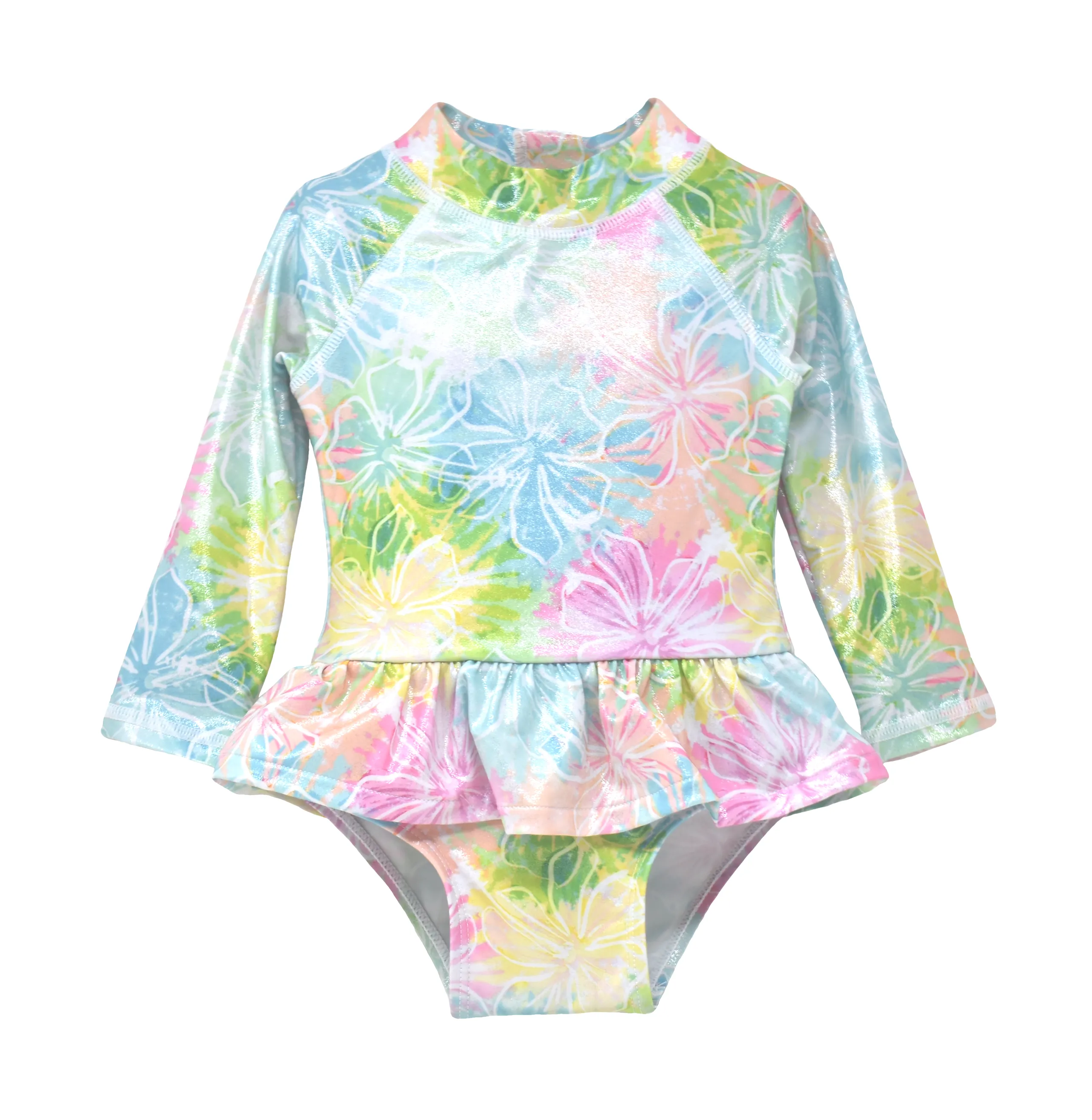 UPF 50  Alissa Infant Ruffle Rash Guard Swimsuit - F