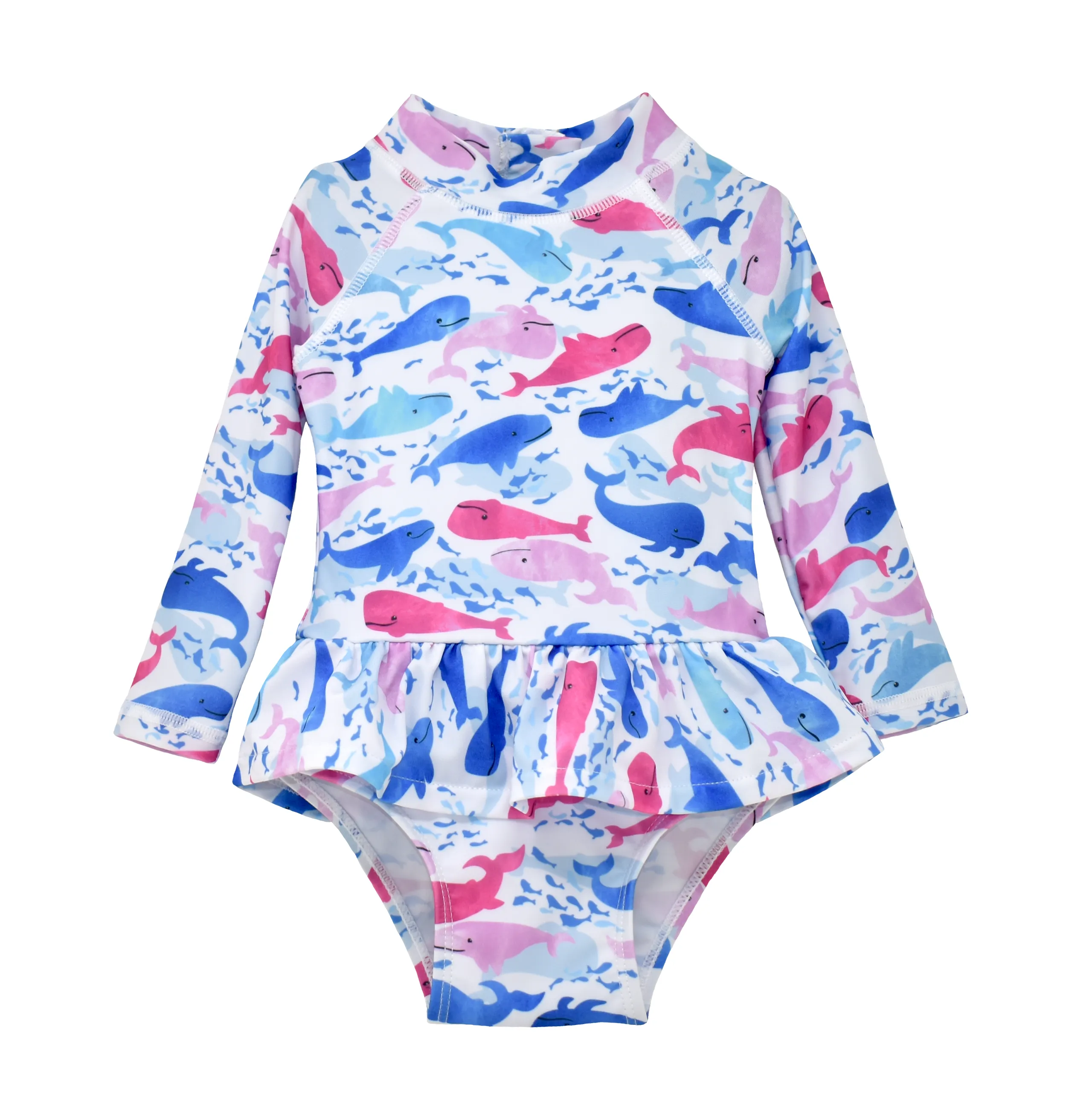UPF 50  Alissa Infant Ruffle Rash Guard Swimsuit - F