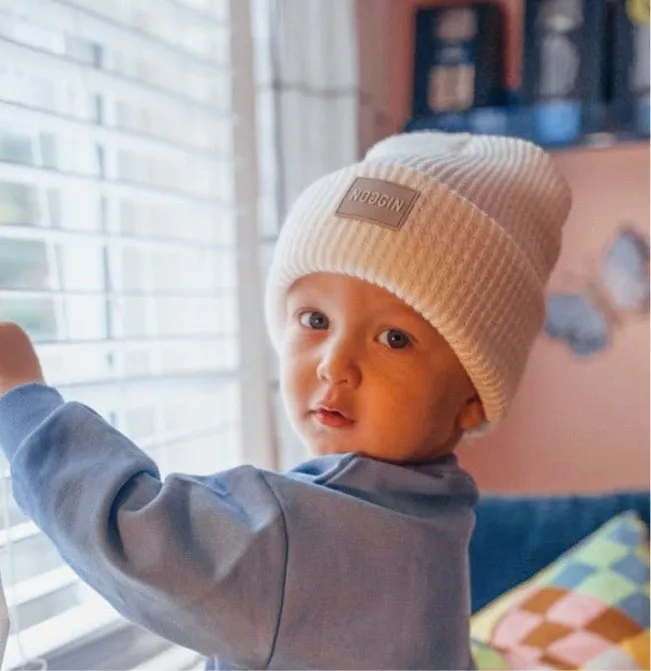 WHITE WarmHug Waffle Beanie